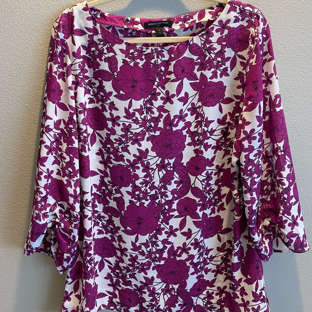Banana Republic Vibrant Floral Boatneck Blouse